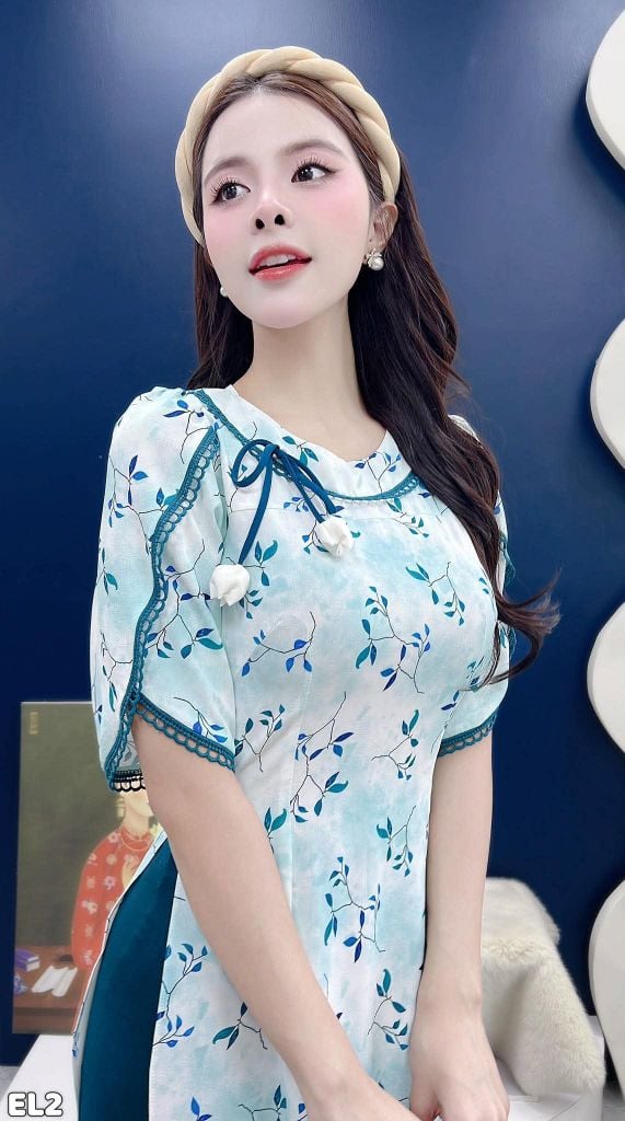 Áo Dài Mộc Miên Kèm Phụ Kiện AD3109 (Áo lẻ)