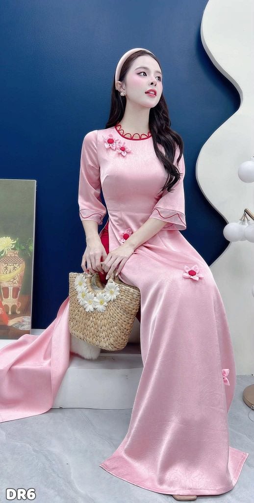 Áo Dài Hoa Bay Theo Gió AD3107 (Áo lẻ)
