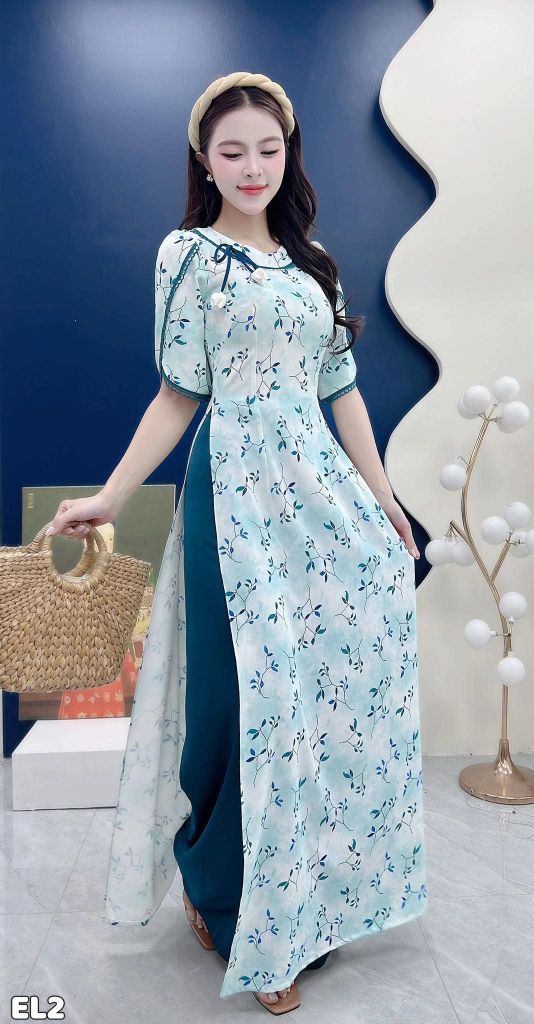 Áo Dài Mộc Miên Kèm Phụ Kiện AD3109 (Áo lẻ)
