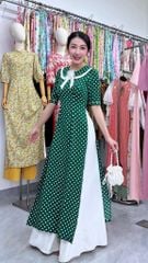 Áo Dài Bi Sen 2 Cổ Kèm Phụ Kiện AD3122 (Áo lẻ)