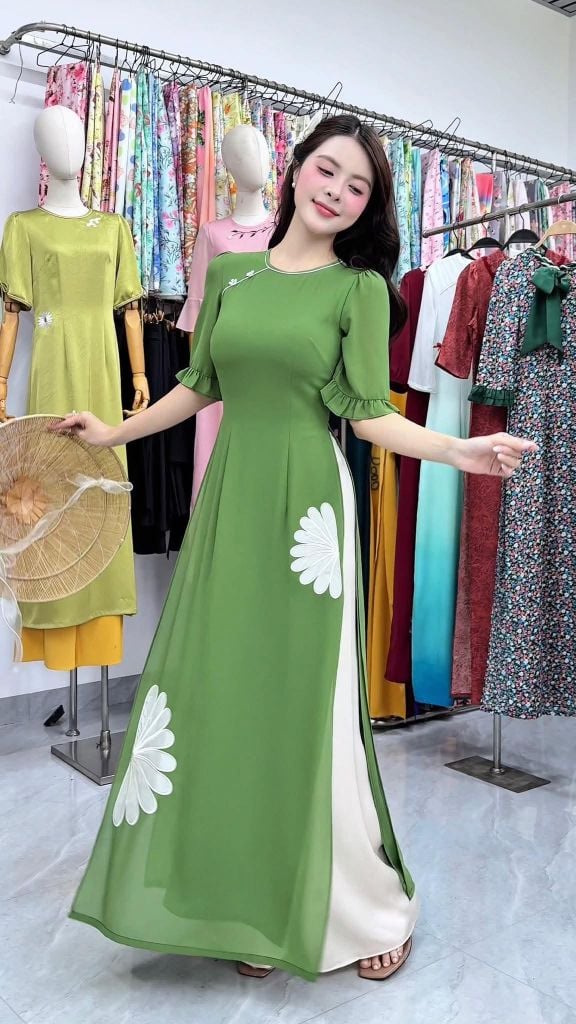 Áo Dài 4 Tà Rẻ Quạt AD3136 (Áo lẻ)