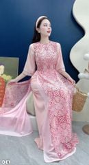 Áo Dài 4 Tà Tuyết Đỏ Cổ Xoắn Kèm Phụ Kiện AD1669 (Áo lẻ)