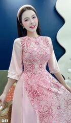 Áo Dài 4 Tà Tuyết Đỏ Cổ Xoắn Kèm Phụ Kiện AD1669 (Áo lẻ)