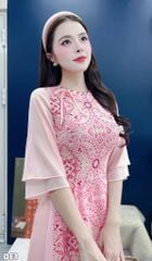 Áo Dài 4 Tà Tuyết Đỏ Cổ Xoắn Kèm Phụ Kiện AD1669 (Áo lẻ)