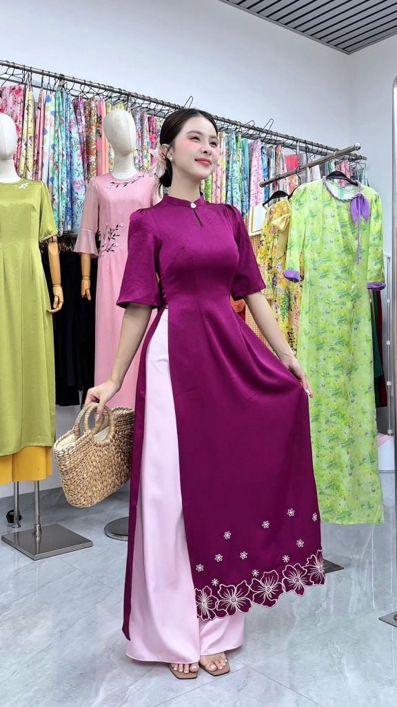 Áo Dài Hoa Rơi Lững Lờ AD3076 (Áo lẻ)