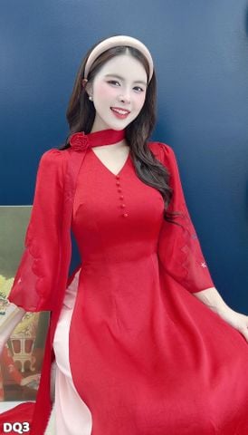 Áo Dài Tym Dây Bay Kèm Phụ Kiện AD3128 (Áo lẻ)