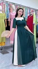 Áo Dài 4 Tà Bích Liên Hoa Kèm Dây Trong AD3138 (Áo lẻ)