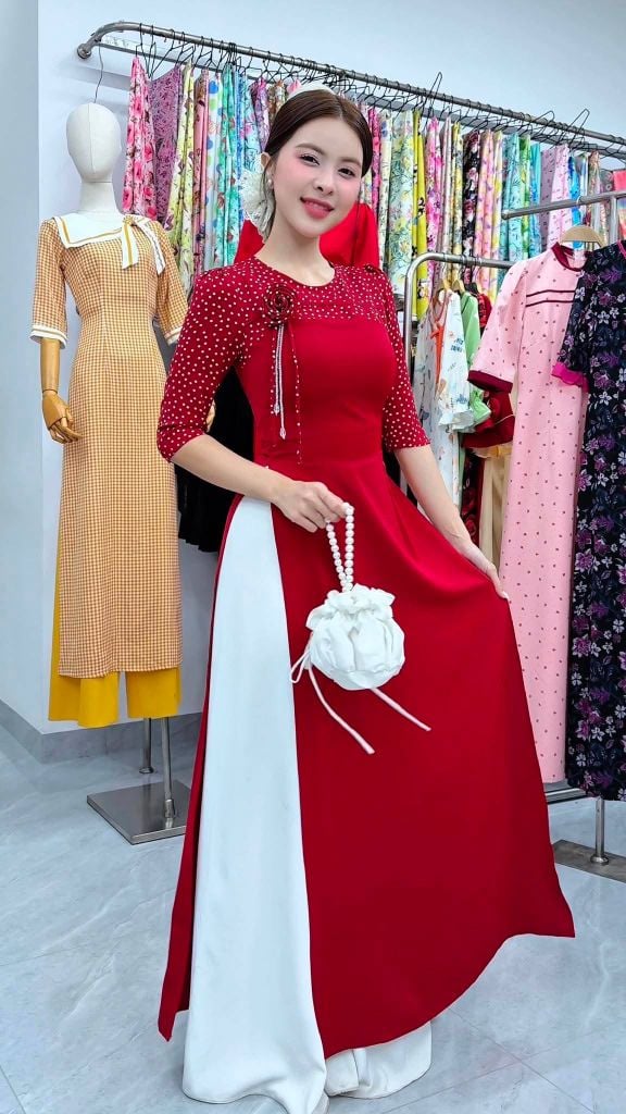 Áo Dài Hoa Ốc Sên Kèm Phụ Kiện AD3143 (Áo lẻ)