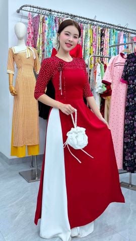 Áo Dài Hoa Ốc Sên Kèm Phụ Kiện AD3143 (Áo lẻ)