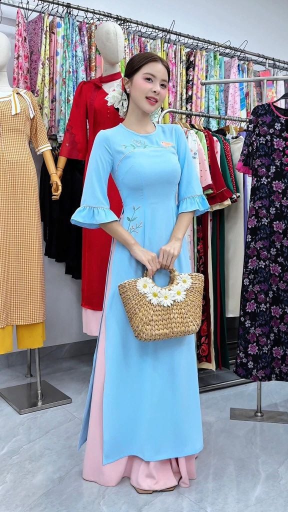 Áo Dài Họa Mi Líu Lo AD3148 (Áo lẻ)