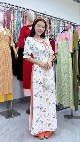 Áo Dài Mèo Gỗ AD3145 (Áo lẻ)