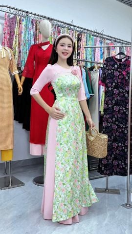 Áo Dài Hoa Ốc Sên Kèm Phụ Kiện AD3143 (Áo lẻ)