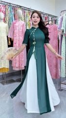 Áo Dài 4 Tà CÀNH LỘC XUÂN Kèm Phụ Kiện AD2995 (Áo lẻ)