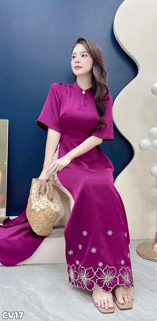 Áo Dài Hoa Rơi Lững Lờ AD3076 (Áo lẻ)
