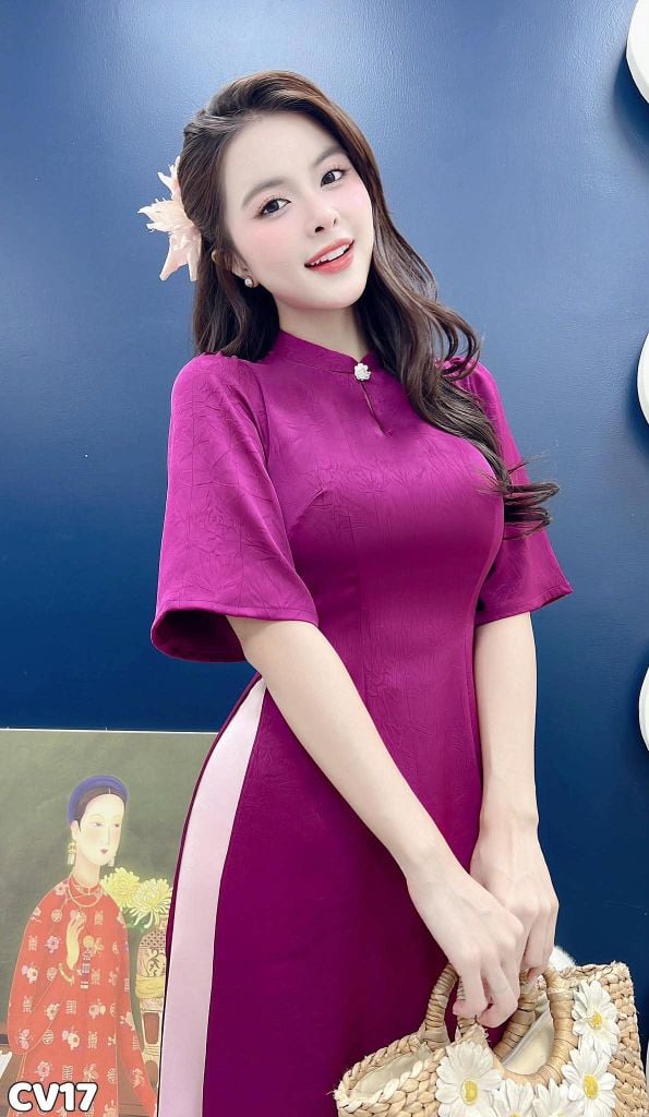 Áo Dài Hoa Rơi Lững Lờ AD3076 (Áo lẻ)