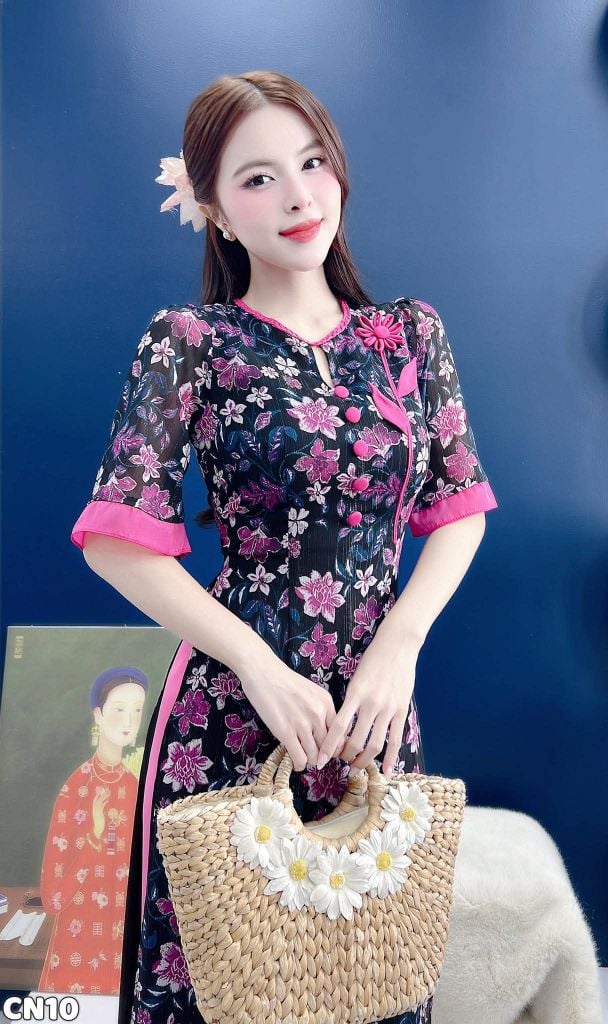Áo Dài 4 Tà Hương Hoa AD3144 (Áo lẻ)