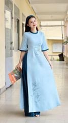 Áo Dài Hoa Thêu Mocha AD3134 (Áo lẻ)