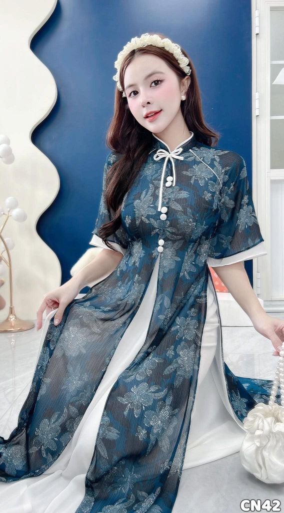 Áo Dài 4 Tà Đôi Cánh Thiên Thần Kèm Phụ Kiện AD3101 (Áo lẻ)