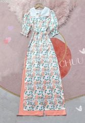 Áo Dài Hoa Cổ Trắng AD9213 (áo lẻ)