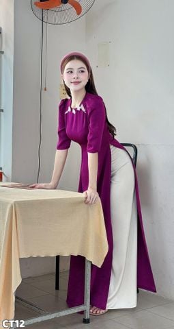 Áo Dài Hoa Sứ Trắng Tinh AD3141 (Áo lẻ)