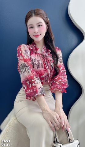 Áo Sơ Mi Hoa Đuôi Phượng Kèm Phụ Kiện A3986 (Áo lẻ)