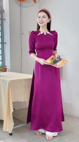Áo Dài Hoa Sứ Trắng Tinh AD3141 (Áo lẻ)