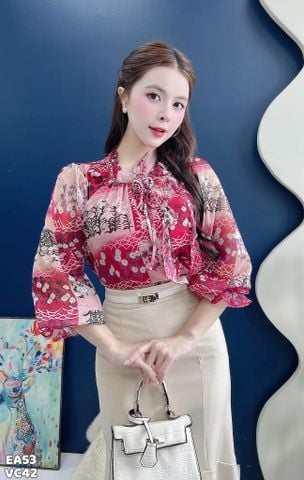 Áo Sơ Mi Hoa Đuôi Phượng Kèm Phụ Kiện A3986 (Áo lẻ)