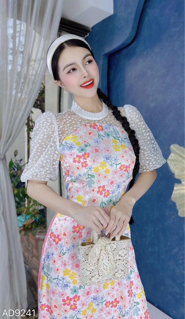 Áo Dài Ren Hoa LiLi AD9241 (áo lẻ)