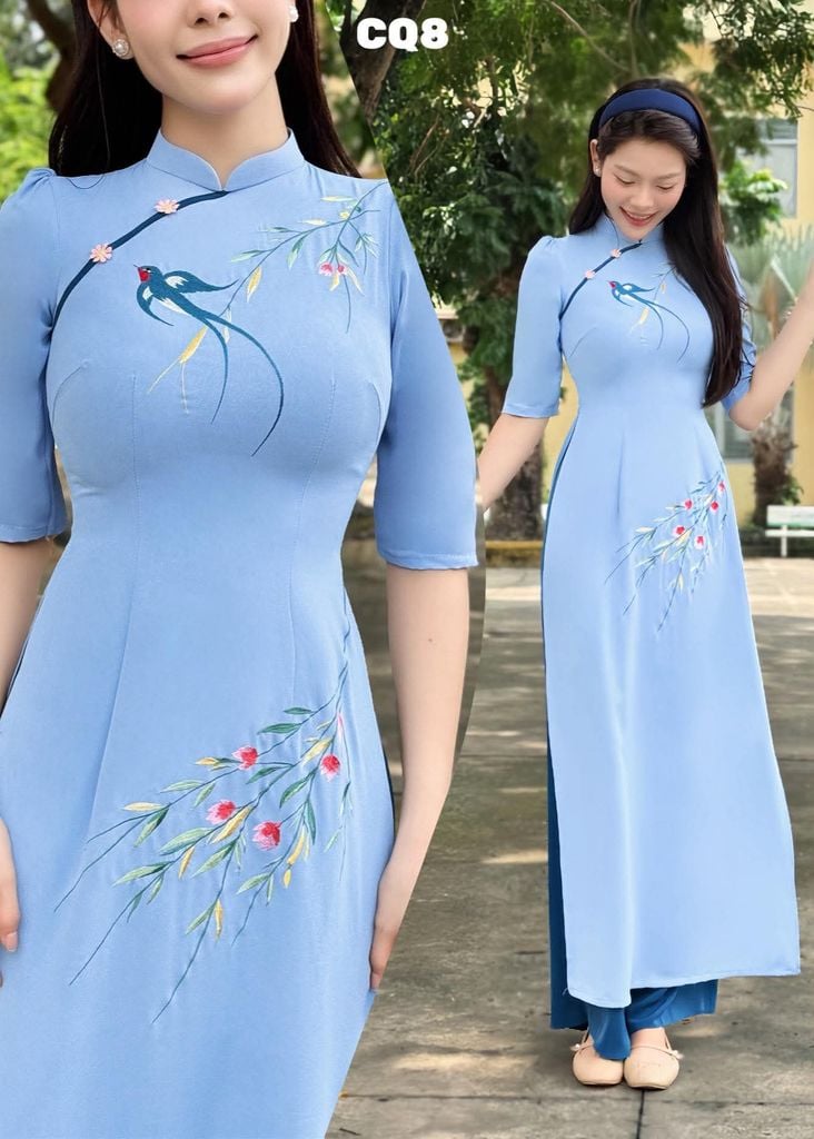 Áo Dài Cành Liễu Chim Én AD3160 (Áo lẻ)