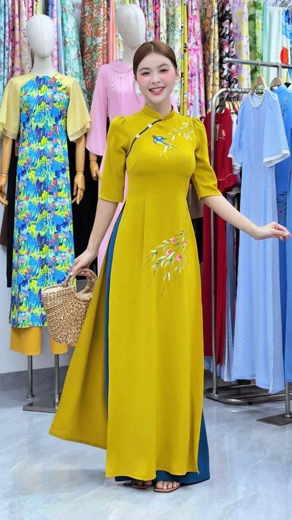 Áo Dài Cành Liễu Chim Én AD3160 (Áo lẻ)