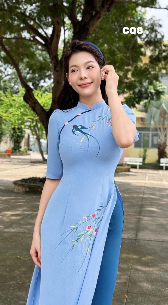 Áo Dài Cành Liễu Chim Én AD3160 (Áo lẻ)