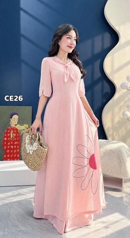 Áo Dài 4 Tà Khăn Quàng Cúc AD3157 (Áo lẻ)
