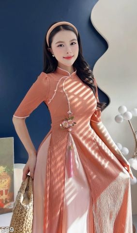 Áo Dài 4 Tà CÀNH LỘC XUÂN Kèm Phụ Kiện AD2995 (Áo lẻ)