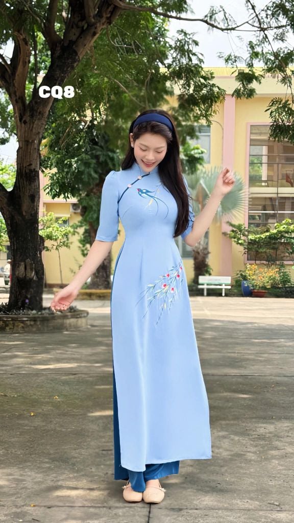 Áo Dài Cành Liễu Chim Én AD3160 (Áo lẻ)