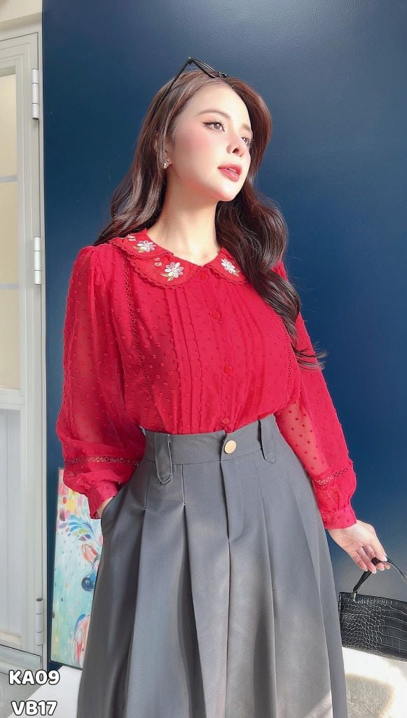 Áo Sơ Mi Hoa Cúc Hồng AT9002.2916