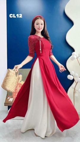 Áo Dài Hoa Ốc Sên Kèm Phụ Kiện AD3143 (Áo lẻ)