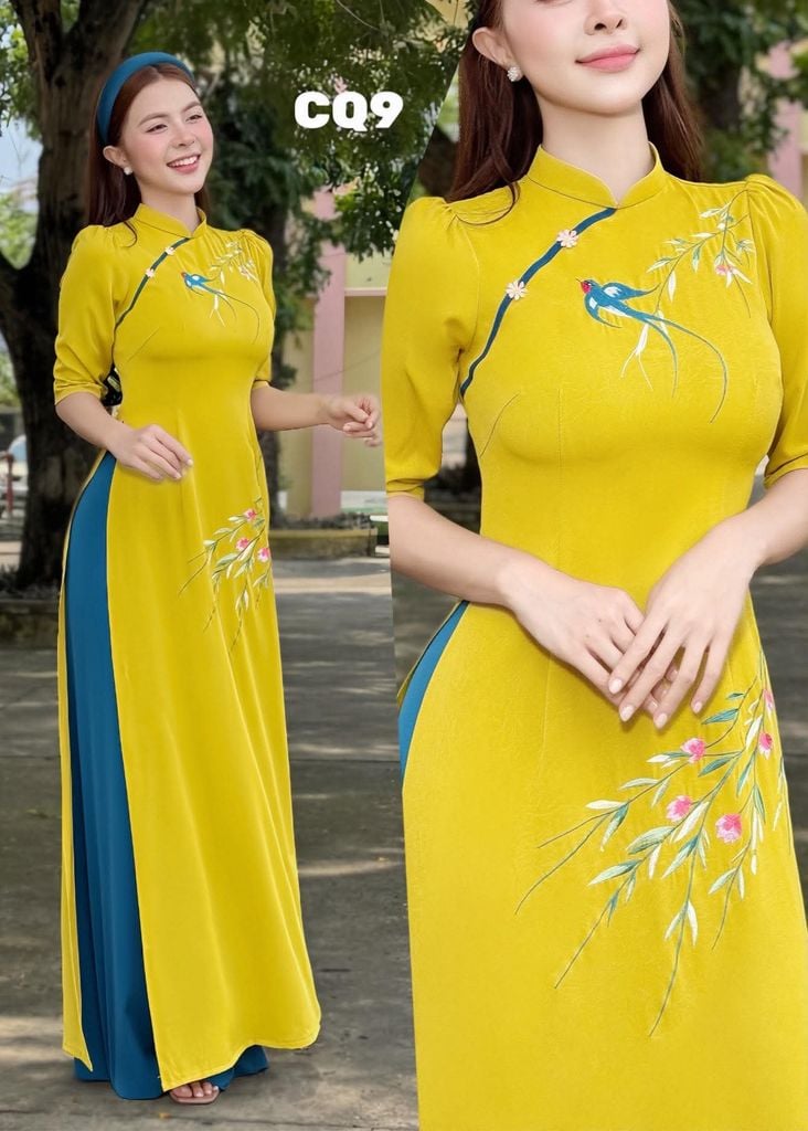 Áo Dài Cành Liễu Chim Én AD3160 (Áo lẻ)