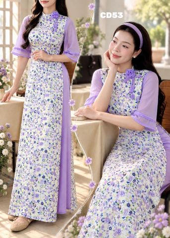 Áo Dài Cổ Sóng Thạch An Kèm Phụ Kiện AD3162 (áo lẻ)