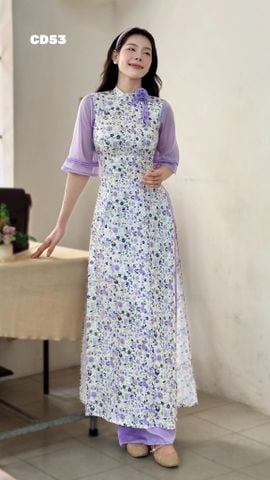 Áo Dài Cổ Sóng Thạch An Kèm Phụ Kiện AD3162 (áo lẻ)