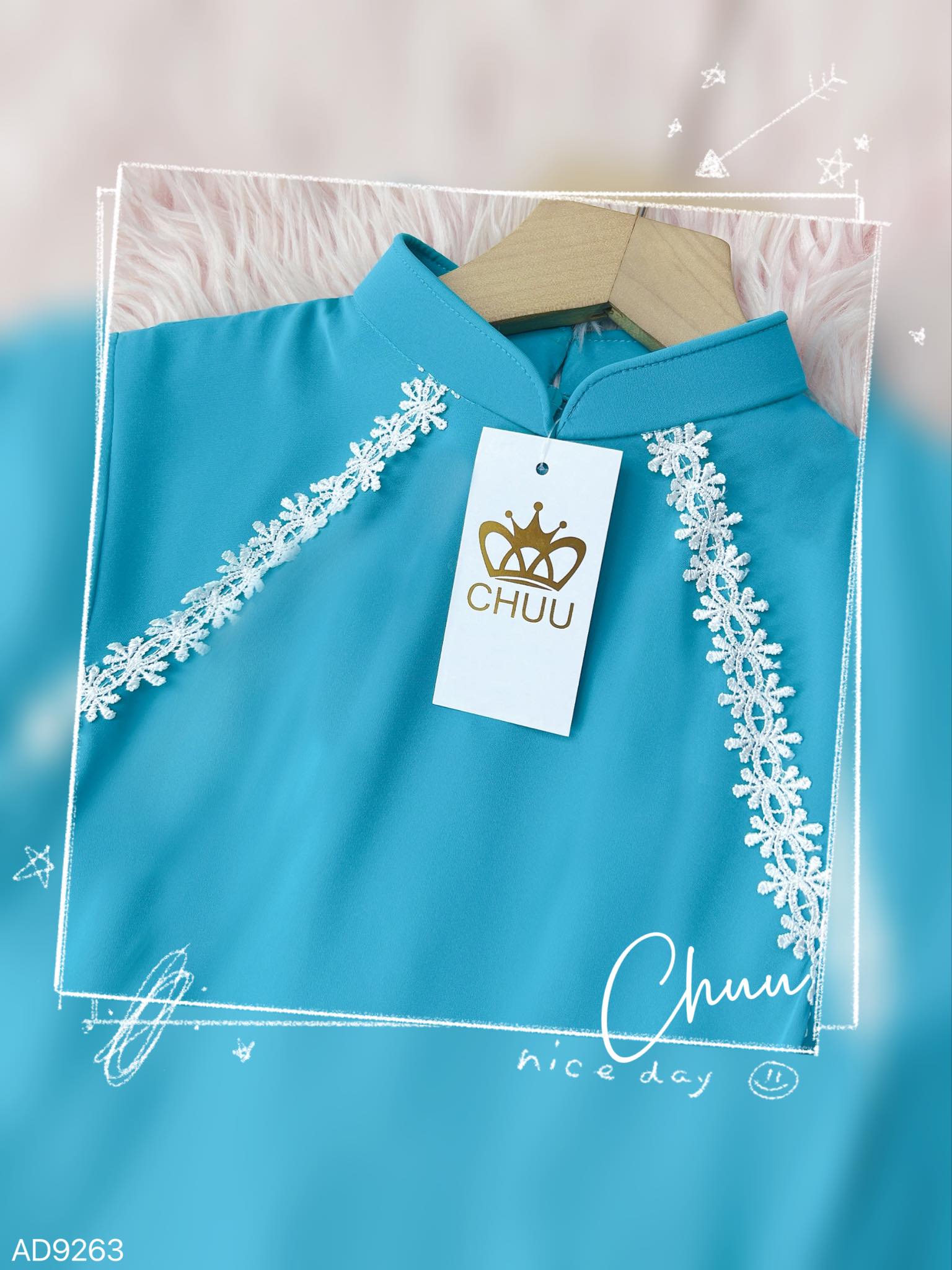 Áo Dài Tay A Ren Vic AD9263 (áo lẻ)