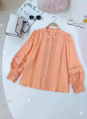 Áo Sơ Mi Tằm Gãy Ren Queen A1520