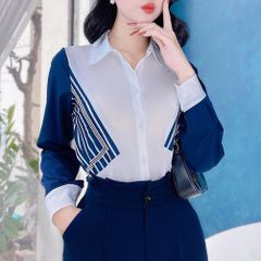 Áo Sơ Mi Trắng + Sọc Cá Tính A1561