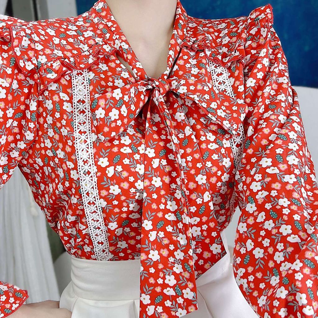 Áo Sơ Mi Sọc Ren Vai Bèo A1725