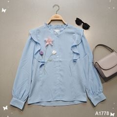 Áo Sơ Mi Hoa Voan Nổi A1778