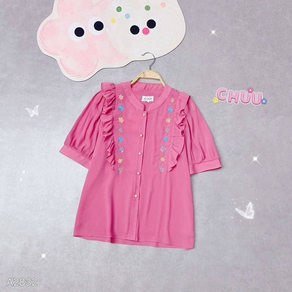 Áo Sơ Mi Hoa Dâu Tây A2832