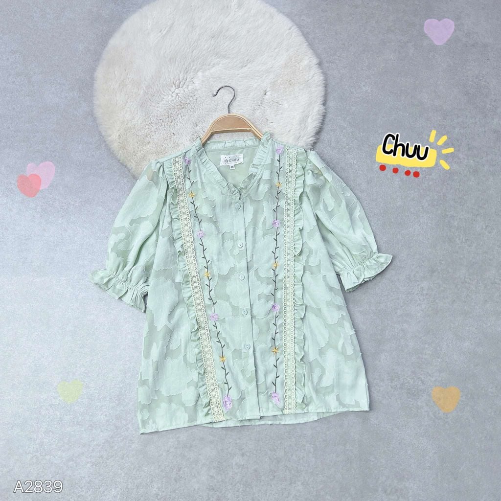 Áo Sơ Mi Tơ Ép Dây Leo A2839