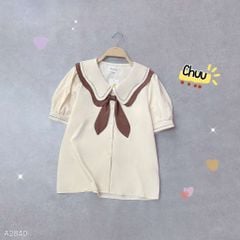 Áo Sơ Mi 2 Cổ Sóng Nhạc+Cổ Rời A2840