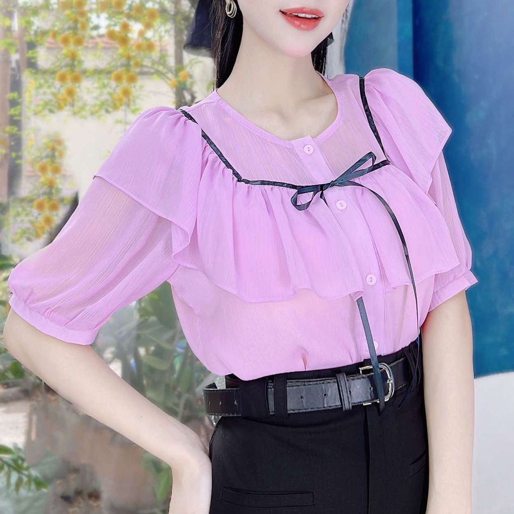 Áo Ruy Băng Đen Vuông A9002.9293