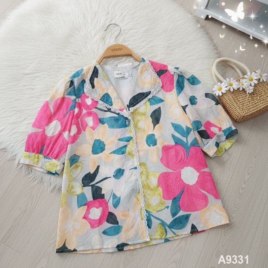 Áo Sơ Mi Hoa Tuyết Cổ Lật A9331