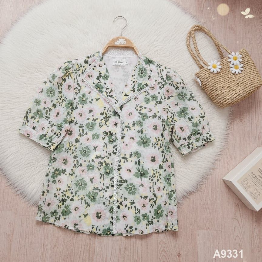 Áo Sơ Mi Hoa Tuyết Cổ Lật A9331